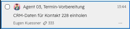 HubSpot Agent Lauf in der Inbox: Termin-Vorbereitung mit 333 verbrauchten Credits