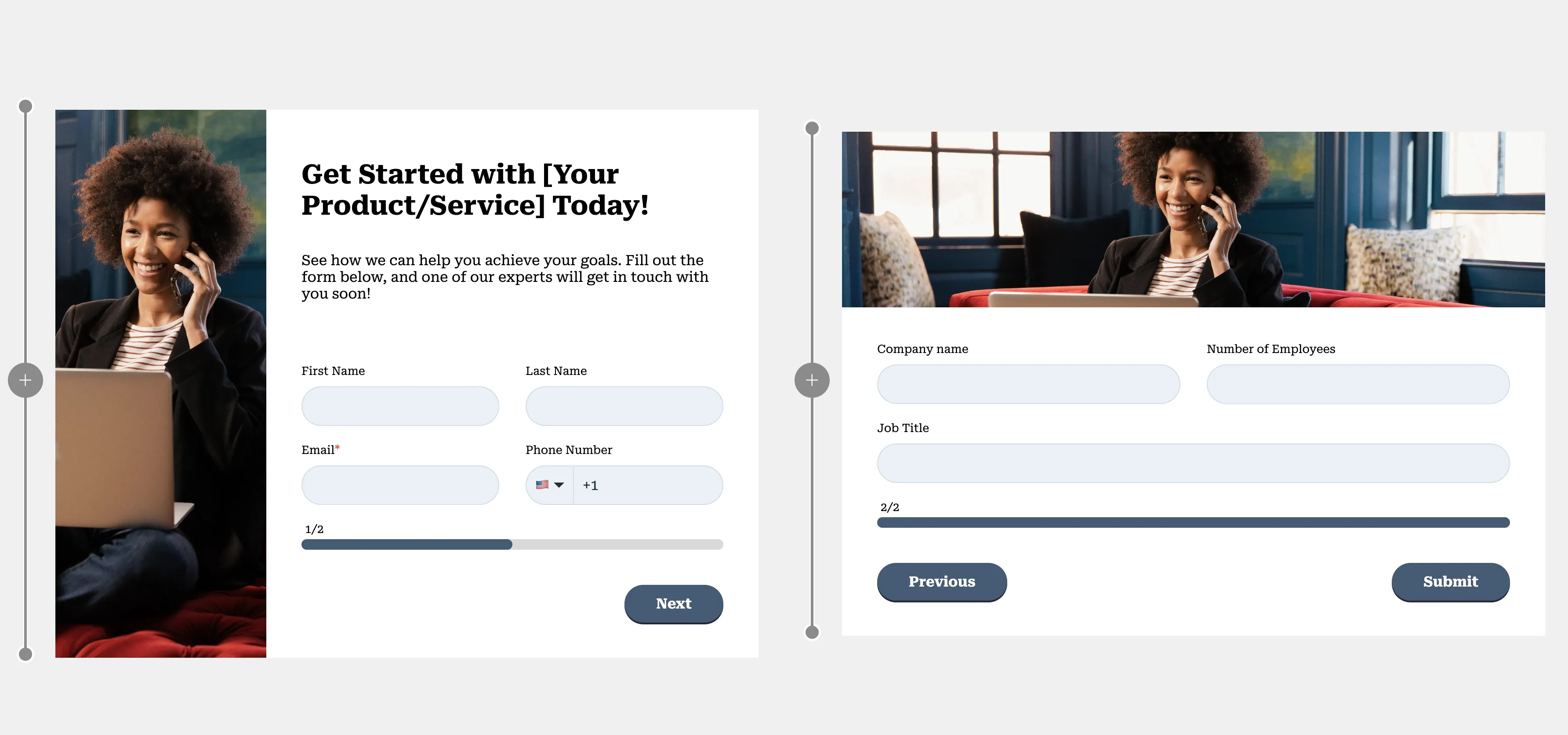 HubSpot Multi-Step Formular für LinkedIn Ads Traffic mit Namen, E-Mail und Firmendaten