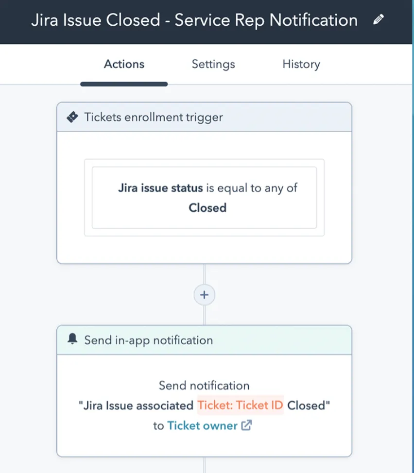 Workflow für eine HubSpot-Integration mit Trigger und Folge-Aktion